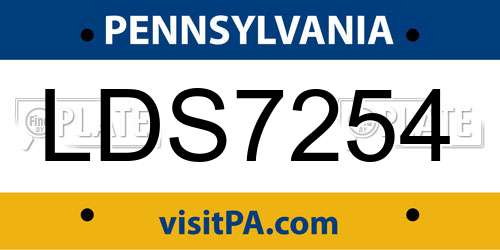 LDS7254 Pennsylvania License Plate