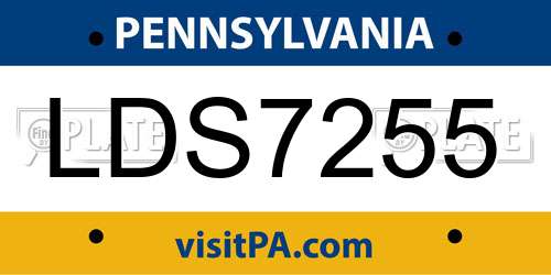 LDS7255 Pennsylvania License Plate
