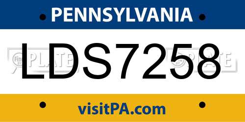 LDS7258 Pennsylvania License Plate