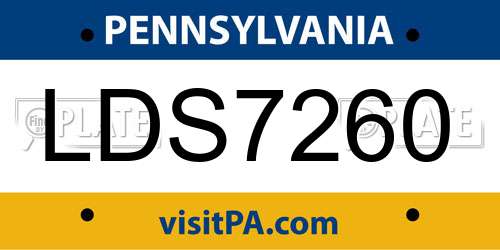 LDS7260 Pennsylvania License Plate