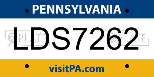 LDS7262 Pennsylvania License Plate