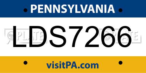 LDS7266 Pennsylvania License Plate