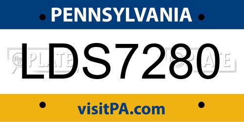 LDS7280 Pennsylvania License Plate