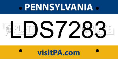 LDS7283 Pennsylvania License Plate
