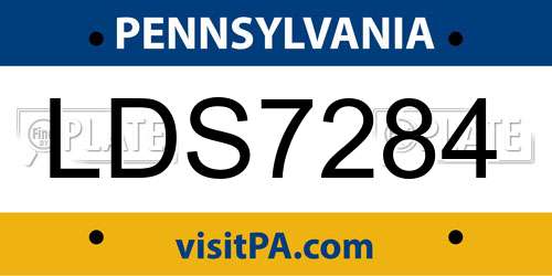 LDS7284 Pennsylvania License Plate