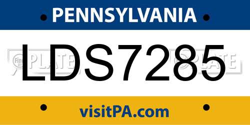 LDS7285 Pennsylvania License Plate
