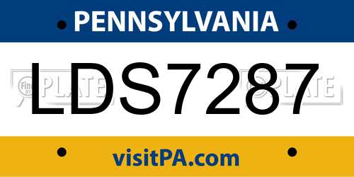 LDS7287 Pennsylvania License Plate