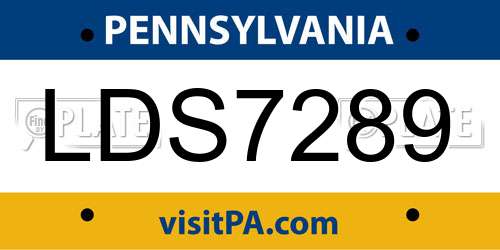 LDS7289 Pennsylvania License Plate