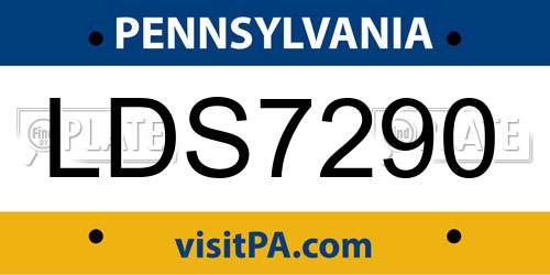 LDS7290 Pennsylvania License Plate