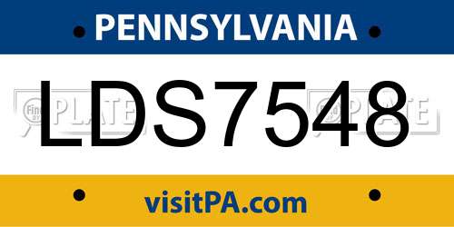 LDS7548 Pennsylvania License Plate