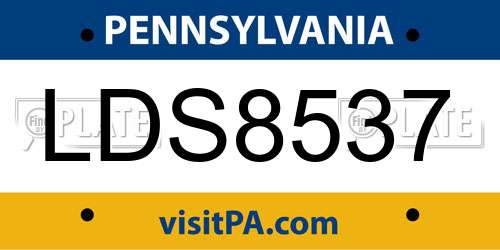 LDS8537 Pennsylvania License Plate