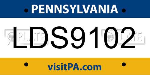 LDS9102 Pennsylvania License Plate