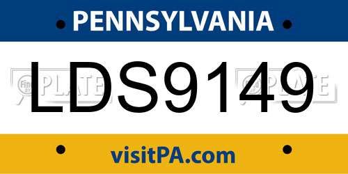LDS9149 Pennsylvania License Plate