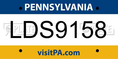 LDS9158 Pennsylvania License Plate