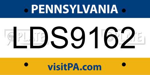 LDS9162 Pennsylvania License Plate