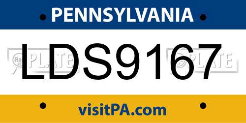 LDS9167 Pennsylvania License Plate