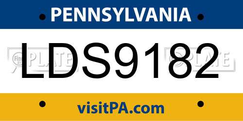 LDS9182 Pennsylvania License Plate
