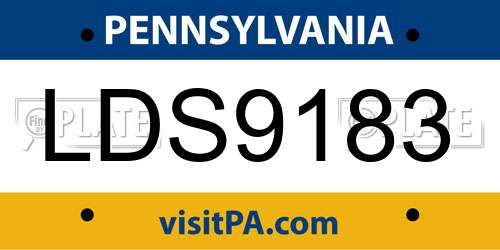 LDS9183 Pennsylvania License Plate