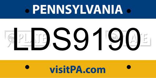 LDS9190 Pennsylvania License Plate