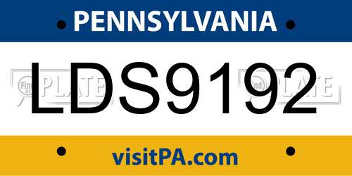 LDS9192 Pennsylvania License Plate