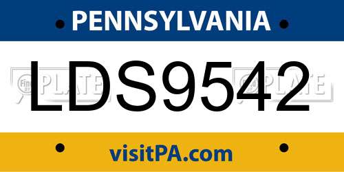 LDS9542 Pennsylvania License Plate