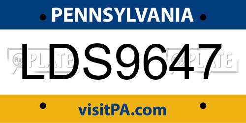 LDS9647 Pennsylvania License Plate