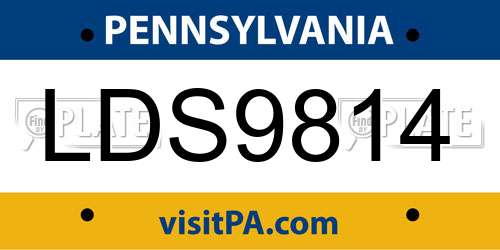 LDS9814 Pennsylvania License Plate