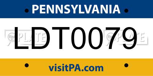 LDT0079 Pennsylvania License Plate
