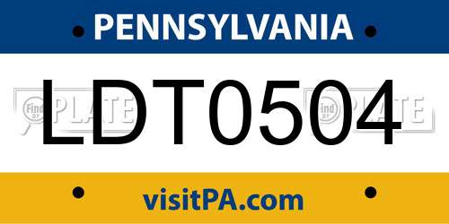 LDT0504 Pennsylvania License Plate