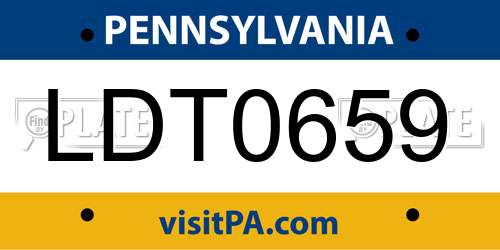 LDT0659 Pennsylvania License Plate