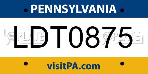 LDT0875 Pennsylvania License Plate