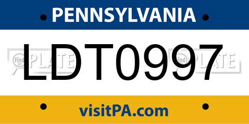 LDT0997 Pennsylvania License Plate