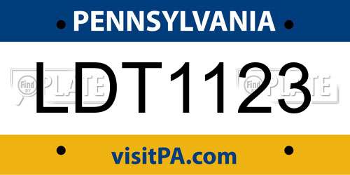 LDT1123 Pennsylvania License Plate