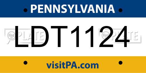 LDT1124 Pennsylvania License Plate