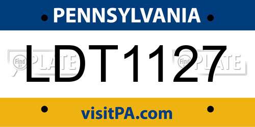 LDT1127 Pennsylvania License Plate