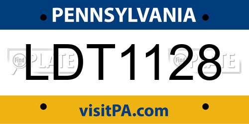 LDT1128 Pennsylvania License Plate