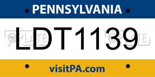 LDT1139 Pennsylvania License Plate