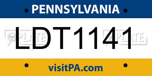 LDT1141 Pennsylvania License Plate