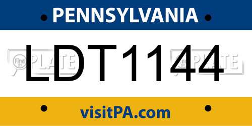 LDT1144 Pennsylvania License Plate