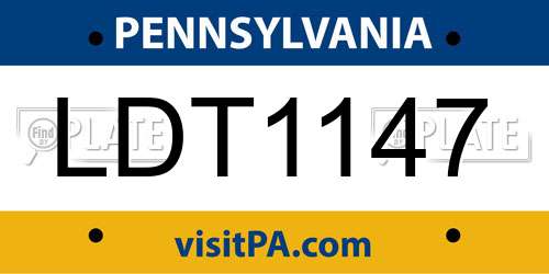 LDT1147 Pennsylvania License Plate