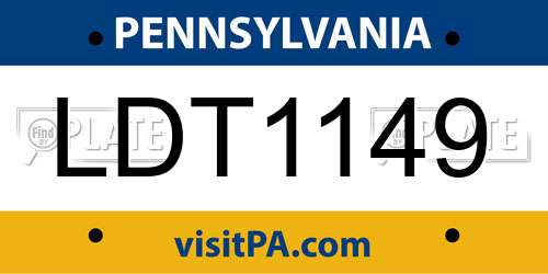 LDT1149 Pennsylvania License Plate