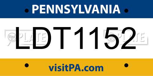 LDT1152 Pennsylvania License Plate