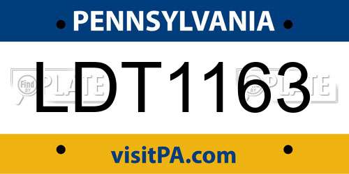 LDT1163 Pennsylvania License Plate