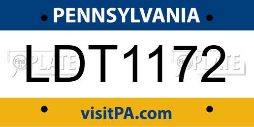 LDT1172 Pennsylvania License Plate