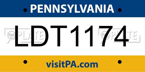 LDT1174 Pennsylvania License Plate