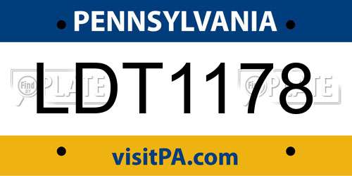 LDT1178 Pennsylvania License Plate