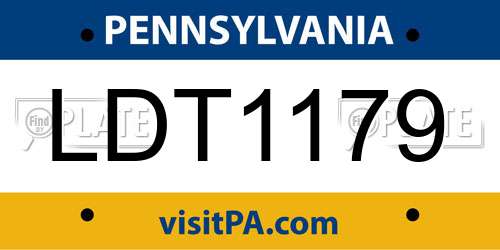 LDT1179 Pennsylvania License Plate