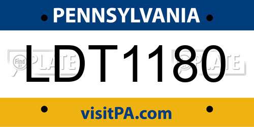 LDT1180 Pennsylvania License Plate