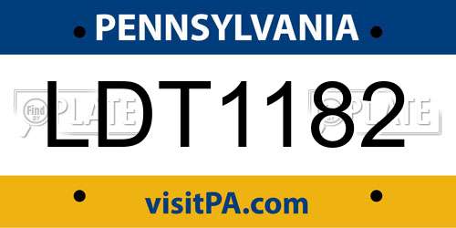 LDT1182 Pennsylvania License Plate