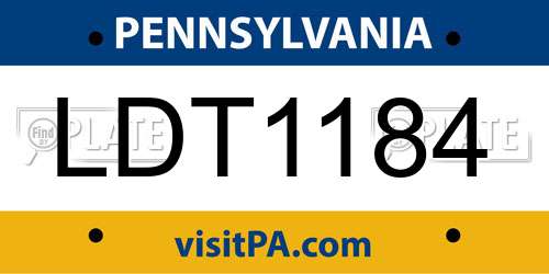 LDT1184 Pennsylvania License Plate